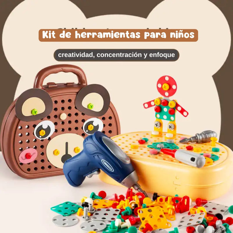 Montessori Rompecabezas de Juguete con taladro eléctrico juego de herramientas de tornillo