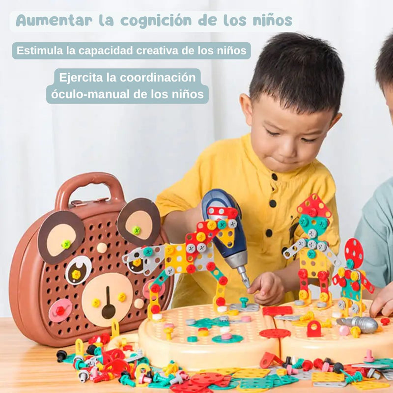 Montessori Rompecabezas de Juguete con taladro eléctrico juego de herramientas de tornillo
